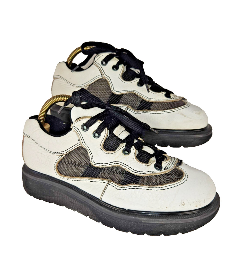Vintage Dr Martens 9095 Made England White Black Platform Sneakers Sz UK 5 US 7